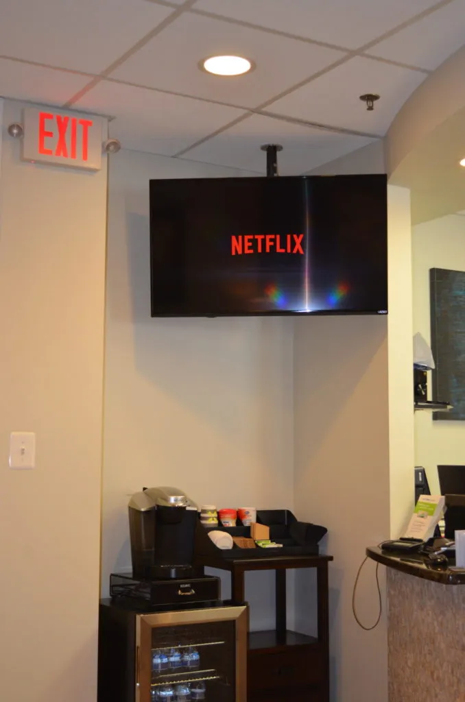 Waiting area of the clinic with television